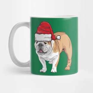 Santa Hat-Wearing Cute Bulldog Funny Christmas Holiday Mug